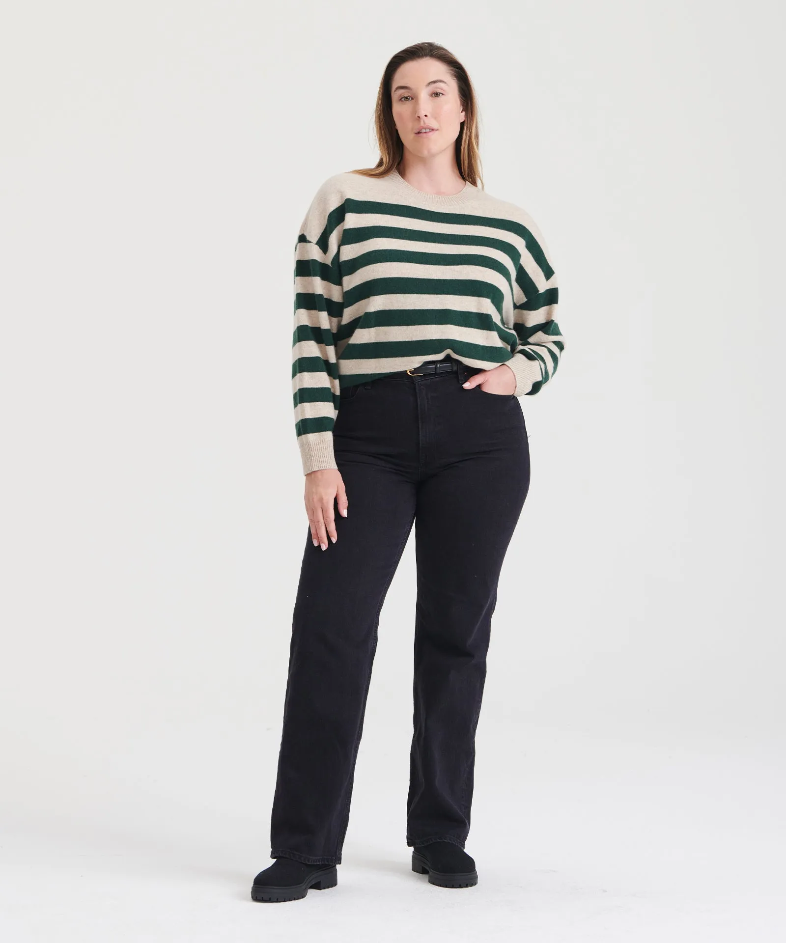 Signature Cashmere Striped Crewneck Sweater