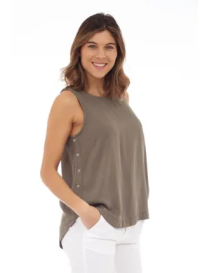 Sleeveless Top with Shirttail Hem