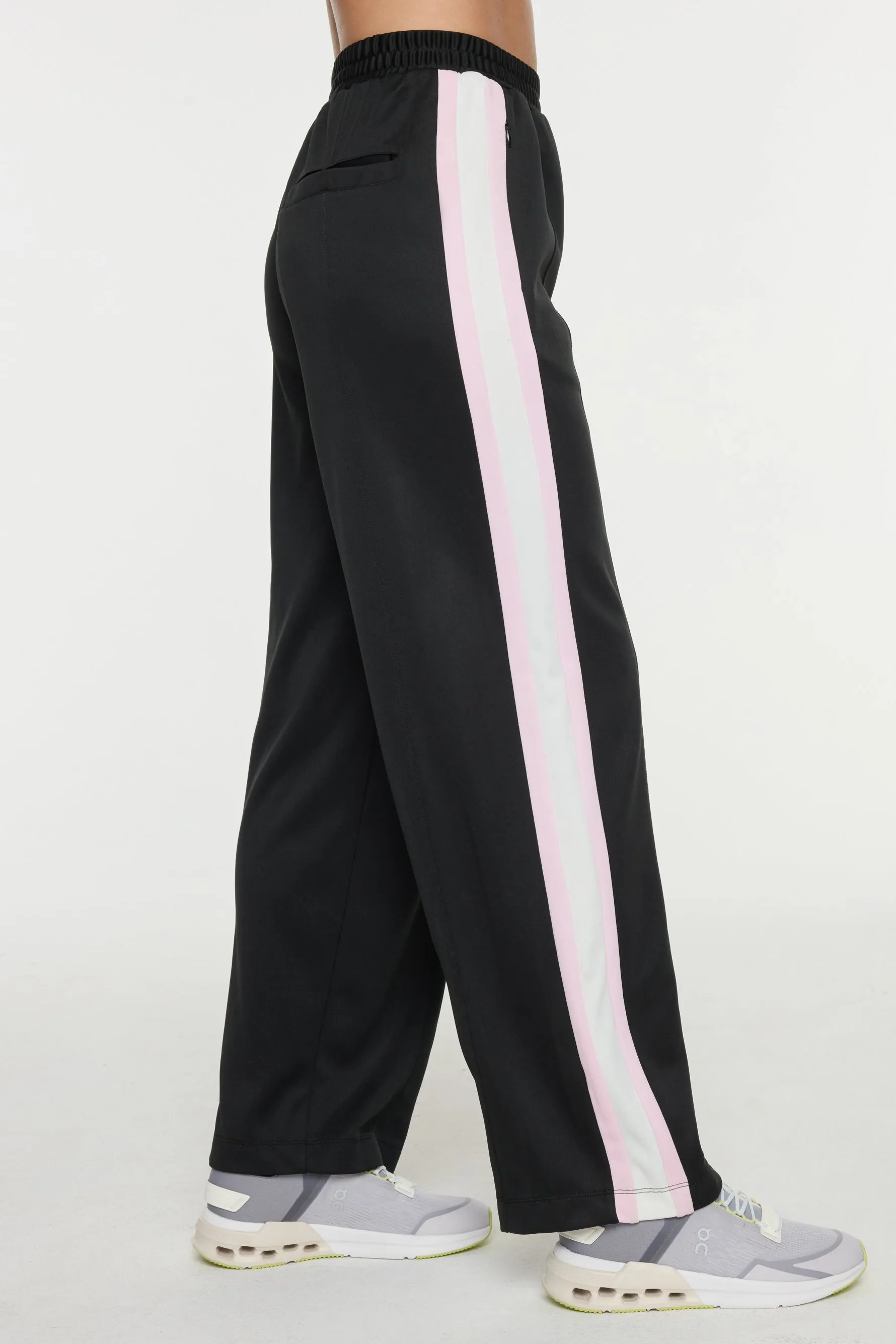 Sporty Jersey Straight Leg Pants - Black