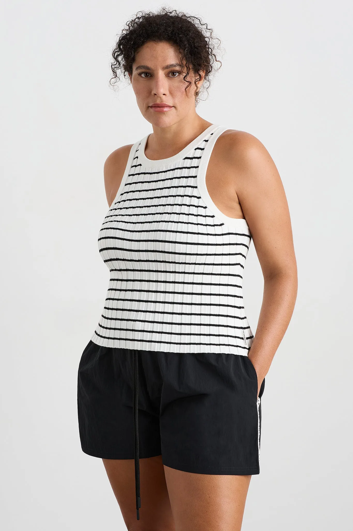 Striped Knitted Logo Tank 135