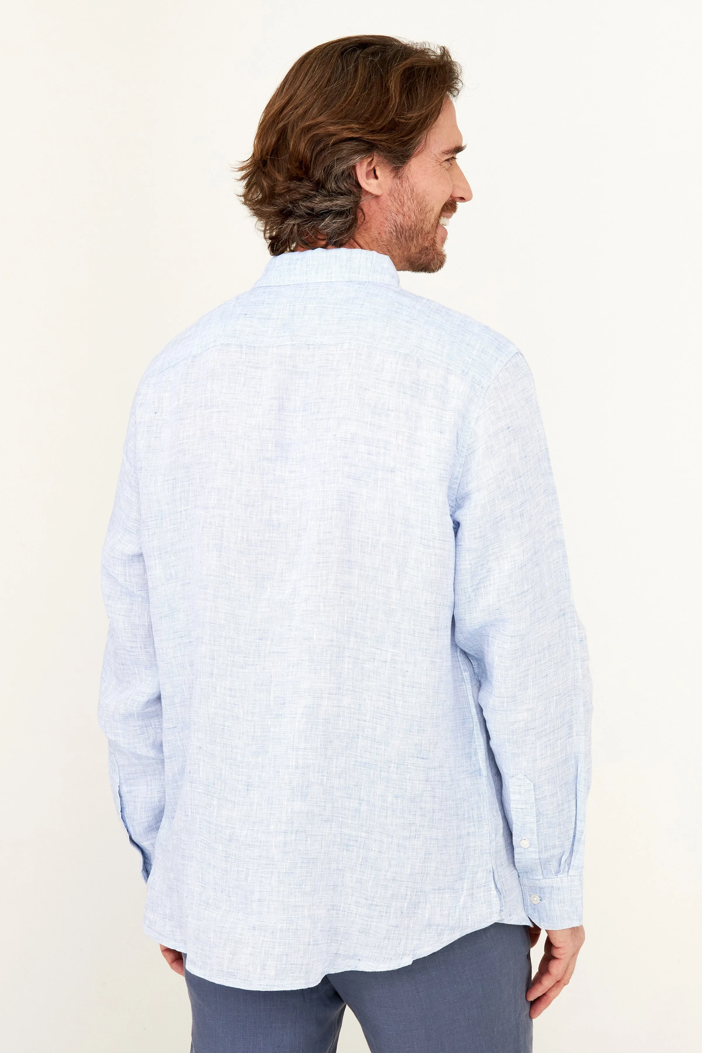 Striped Linen Shirt - Blue Stripe