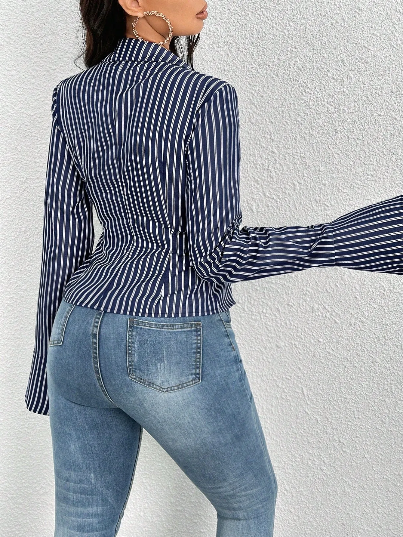 Striped Long Sleeve Open Shirt