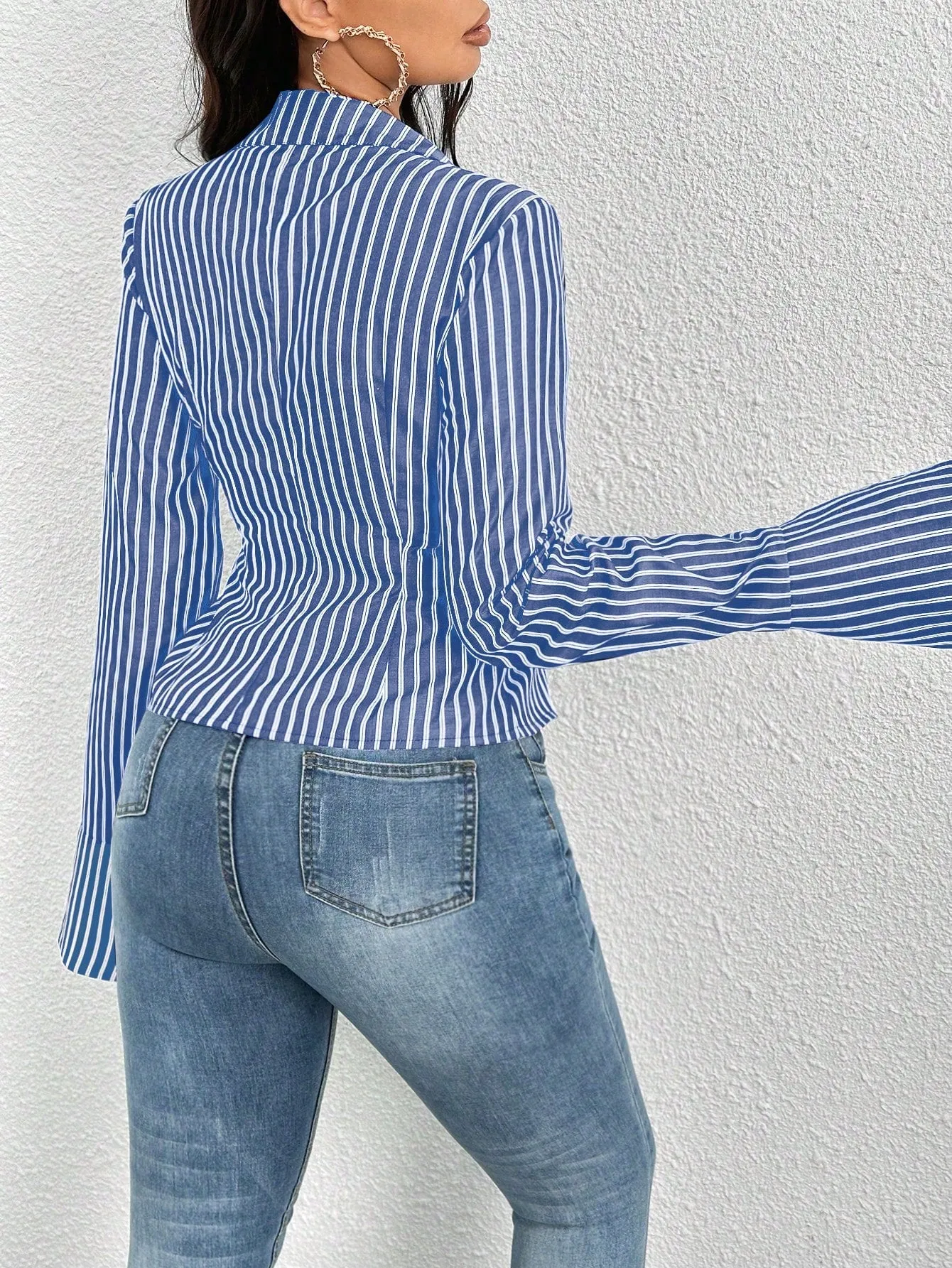 Striped Long Sleeve Open Shirt