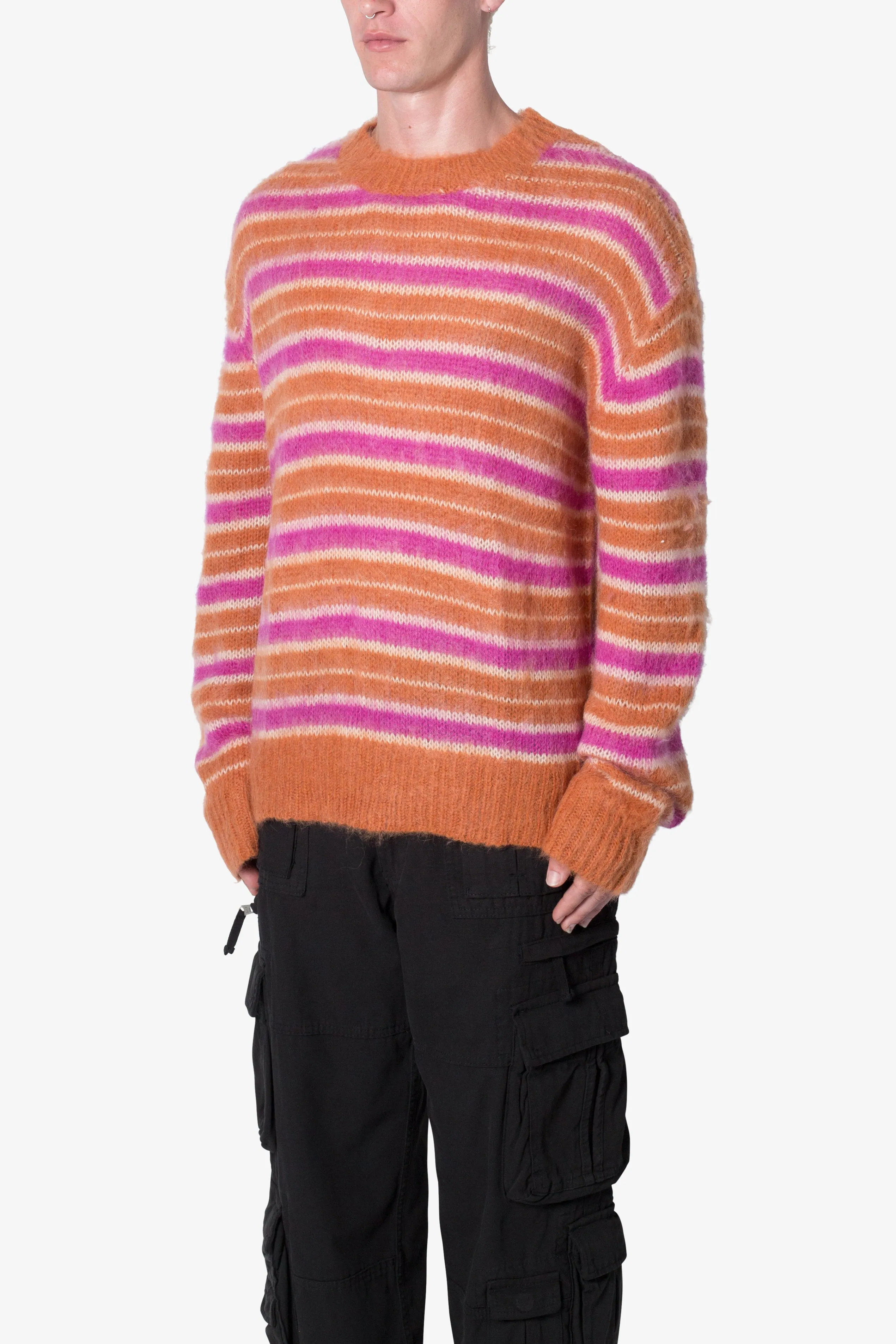 Striped Mohair Sweater - Orange