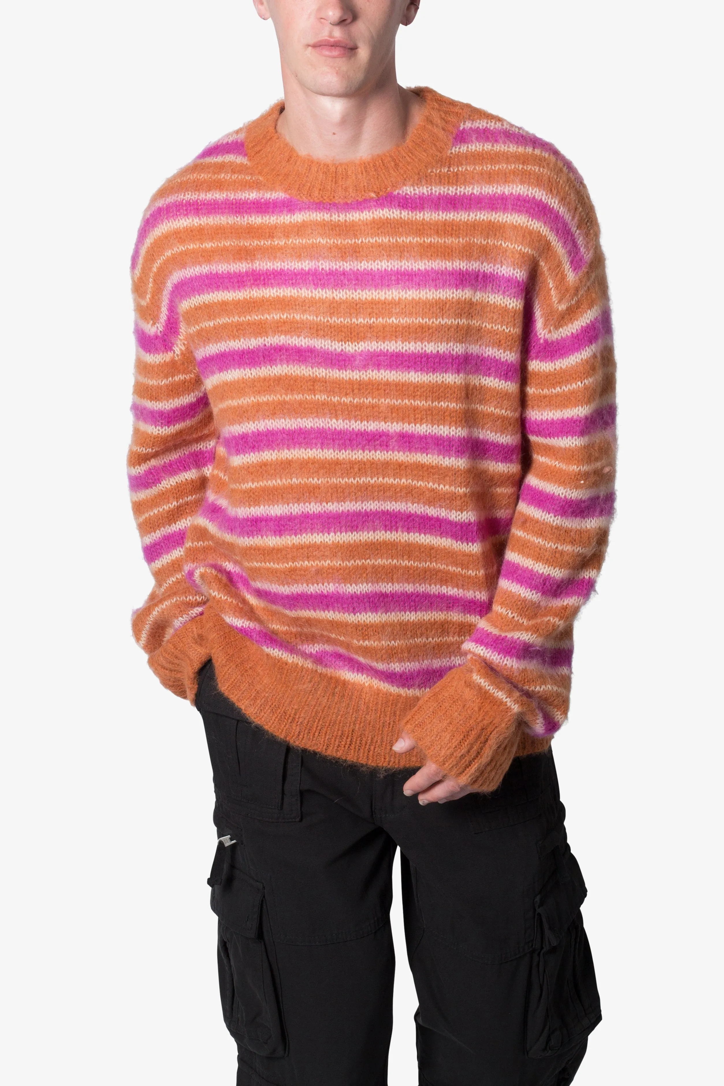 Striped Mohair Sweater - Orange