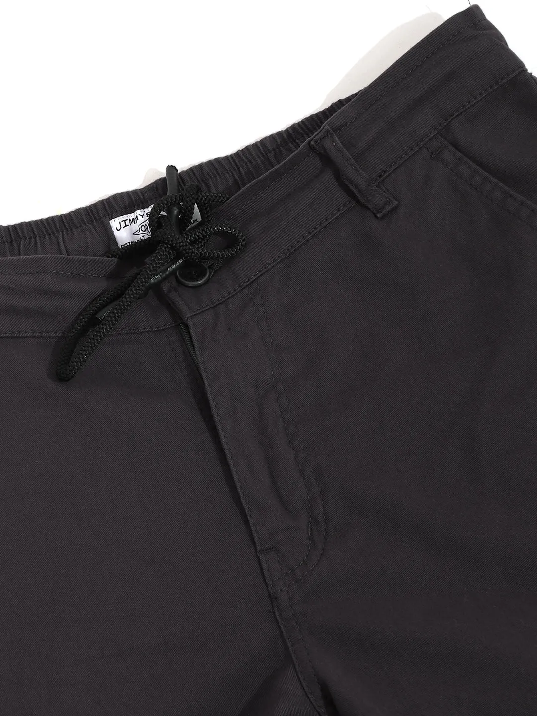 Stylish Dark Grey Cotton Lycra Cargo