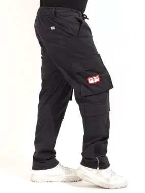 Stylish Dark Grey Cotton Lycra Cargo