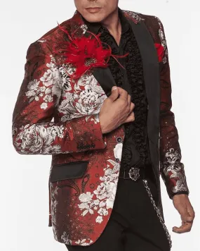 Stylish Men's Fashion Blazer and Sport Coat Peacock Red/White