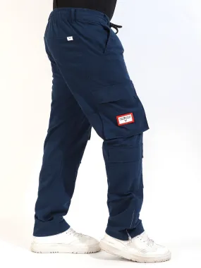 Stylish Navy Blue Cotton Lycra Cargo