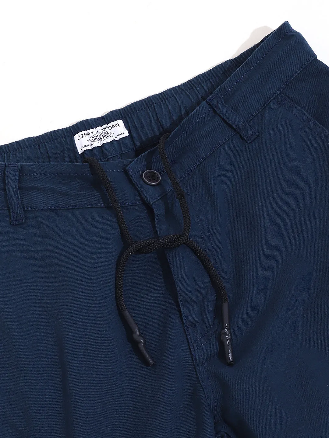 Stylish Navy Blue Cotton Lycra Cargo