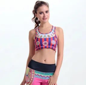 Stylish Print Red Purple Sports Bra for Women