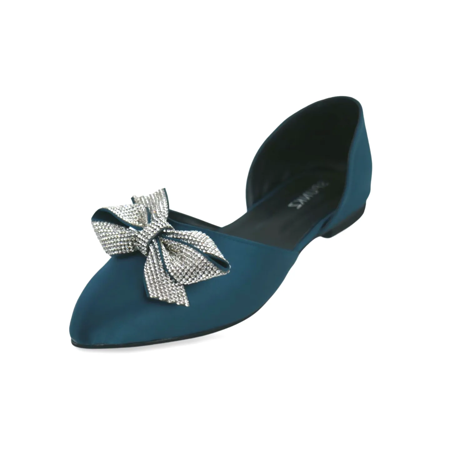 Stylish Satin Flats with Rhinestone Bow