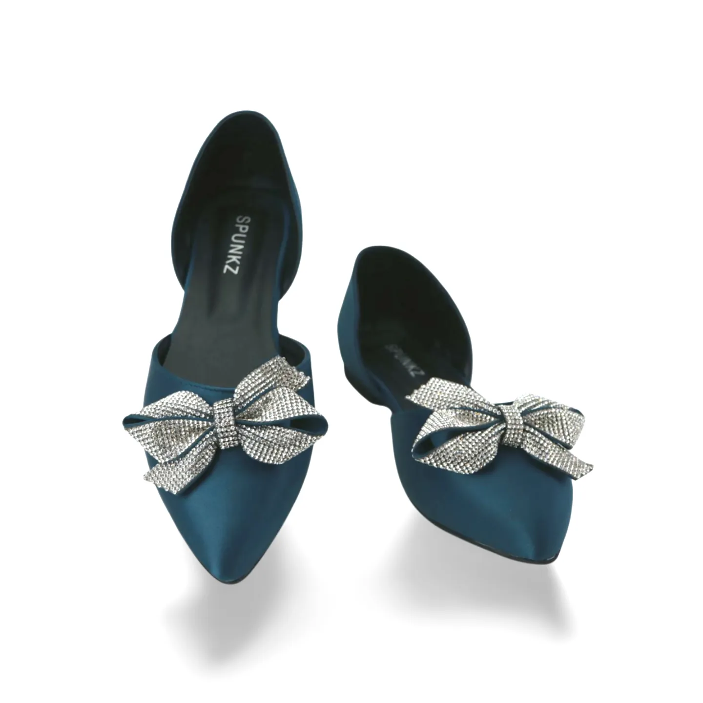 Stylish Satin Flats with Rhinestone Bow