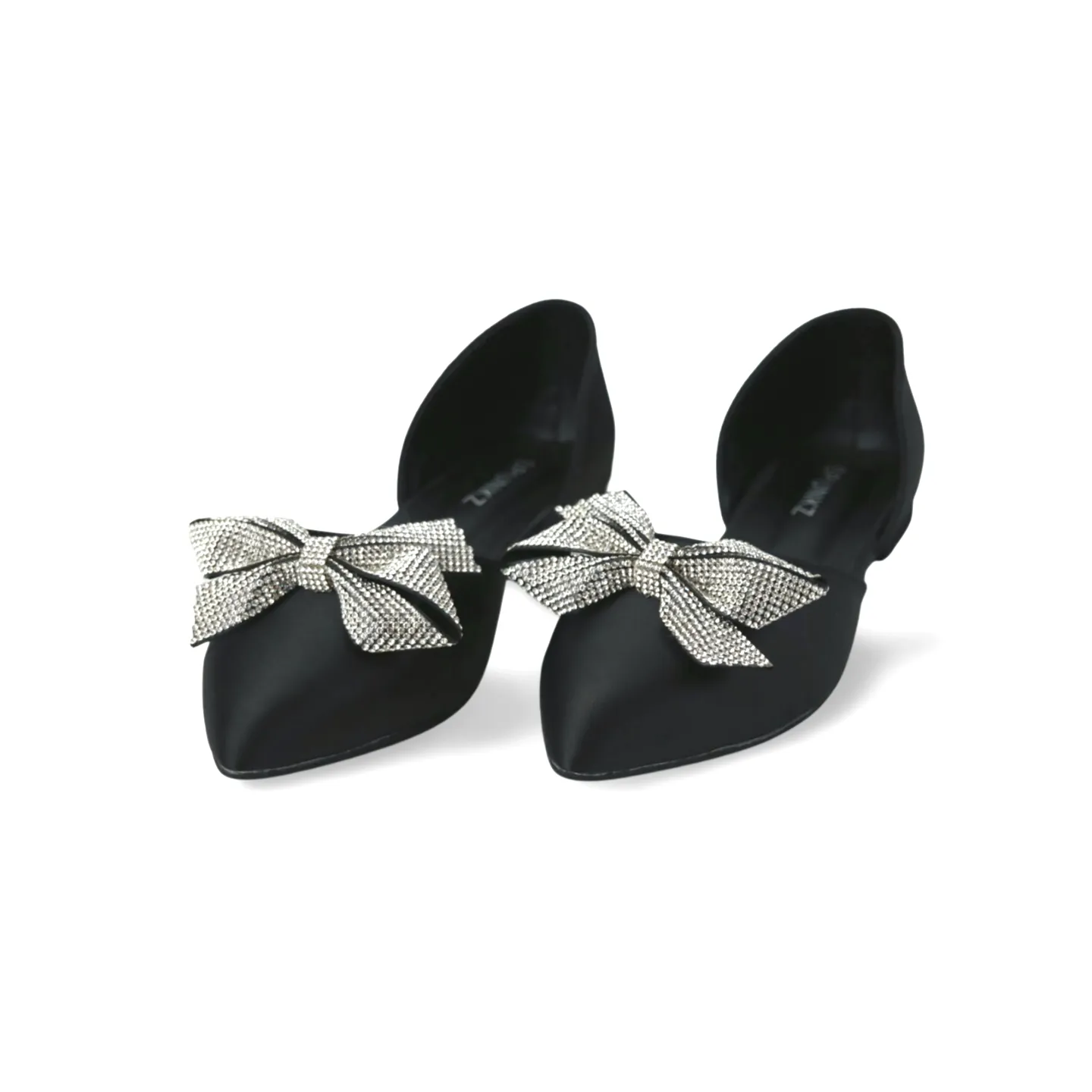 Stylish Satin Flats with Rhinestone Bow