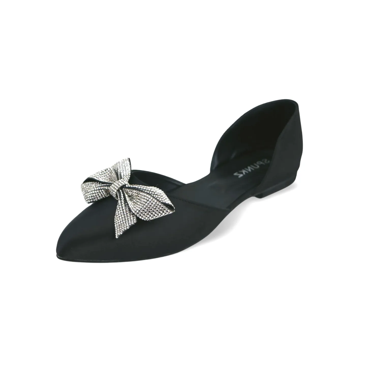 Stylish Satin Flats with Rhinestone Bow