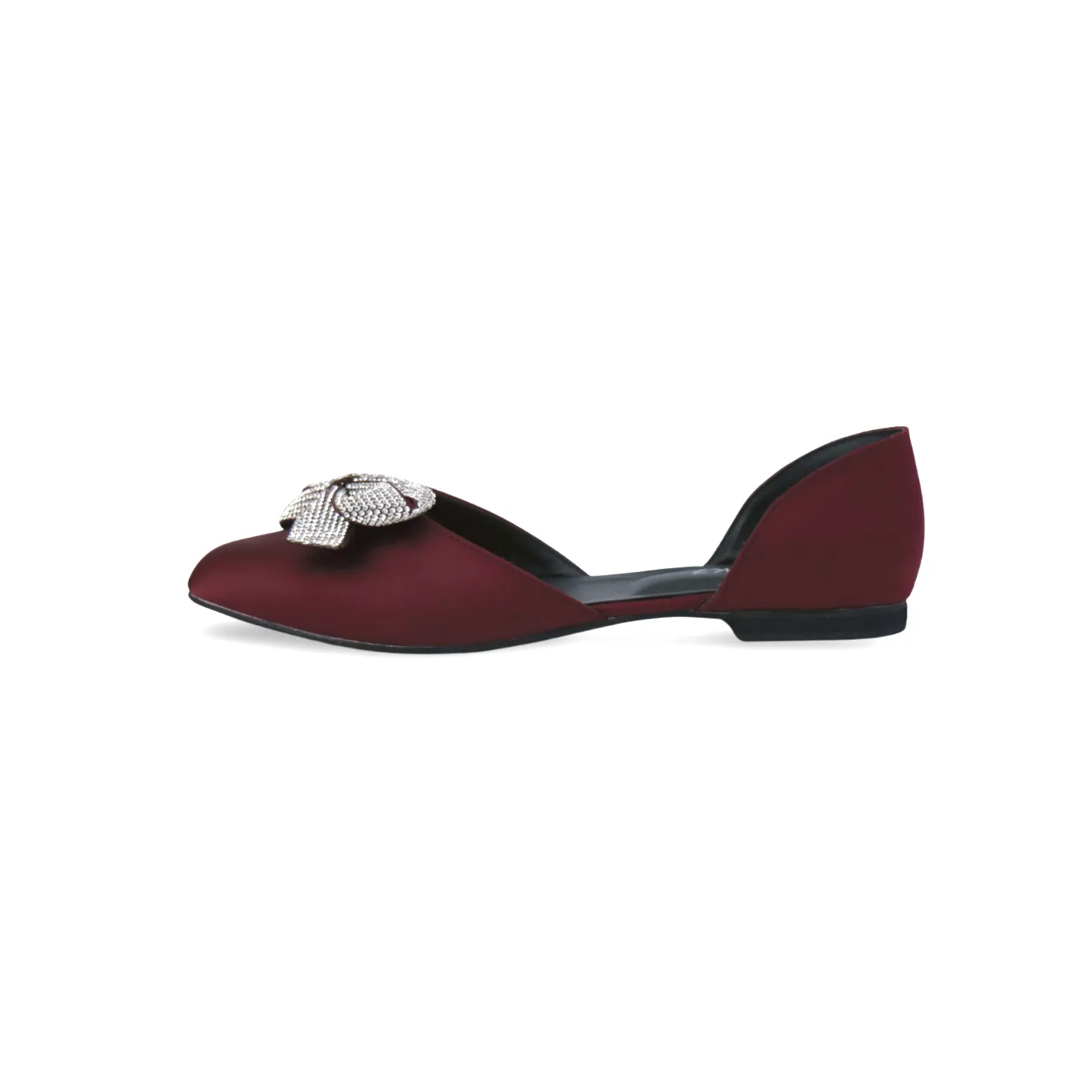 Stylish Satin Flats with Rhinestone Bow