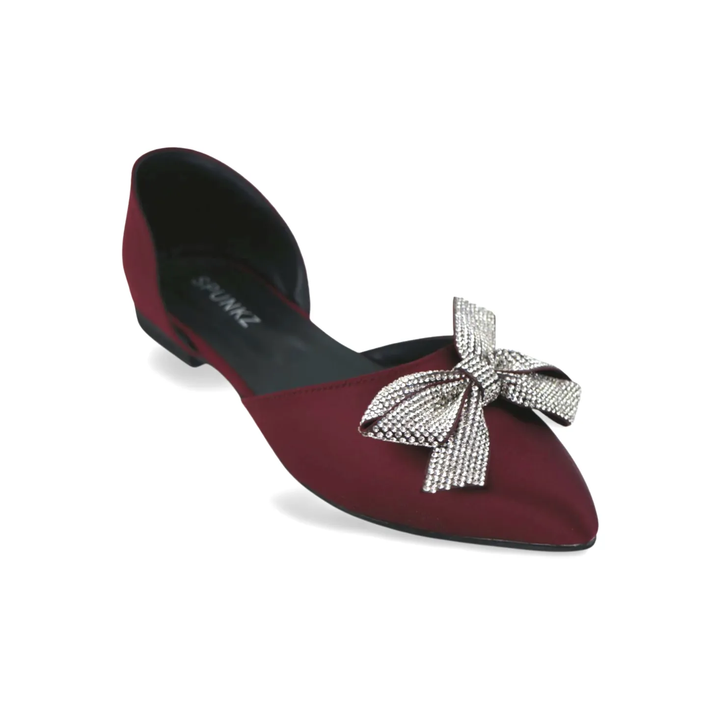 Stylish Satin Flats with Rhinestone Bow