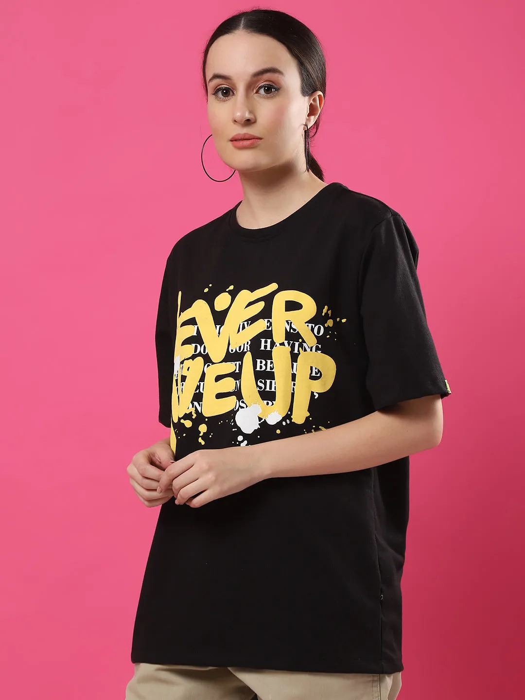 Stylish Terry Oversized T-Shirt with Puff Print Graphics