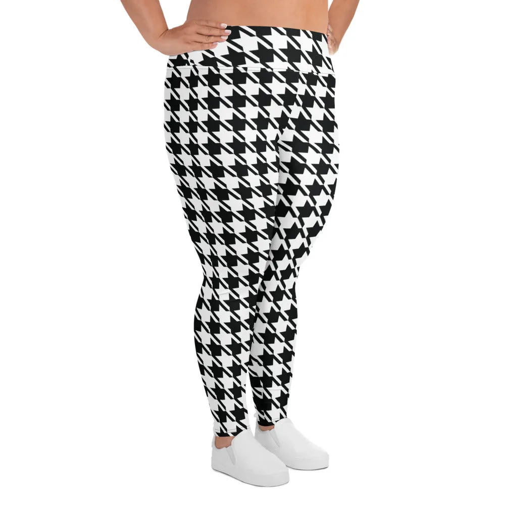 Tailored Fit: Houndstooth Workout Leggings for Plus Size Women