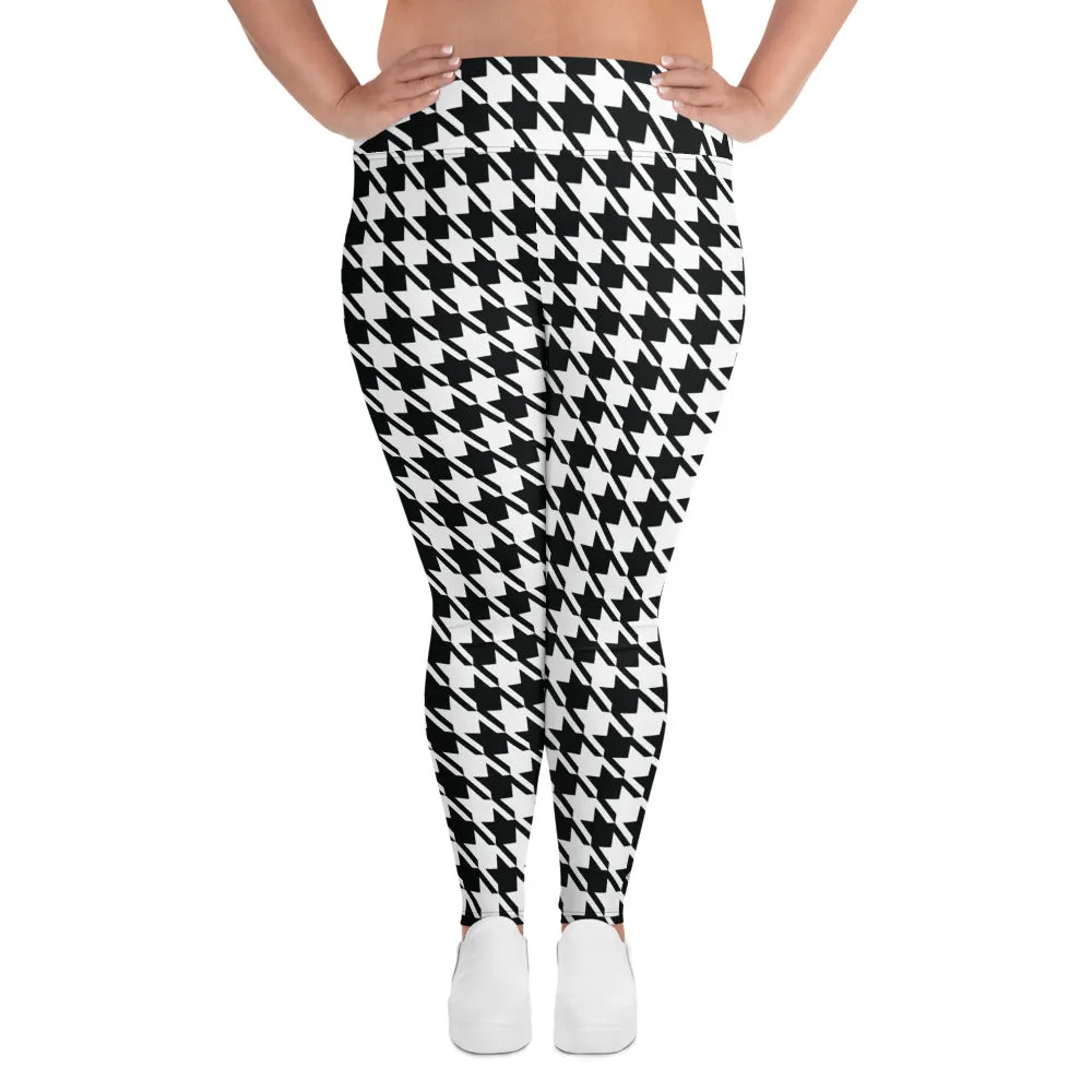 Tailored Fit: Houndstooth Workout Leggings for Plus Size Women