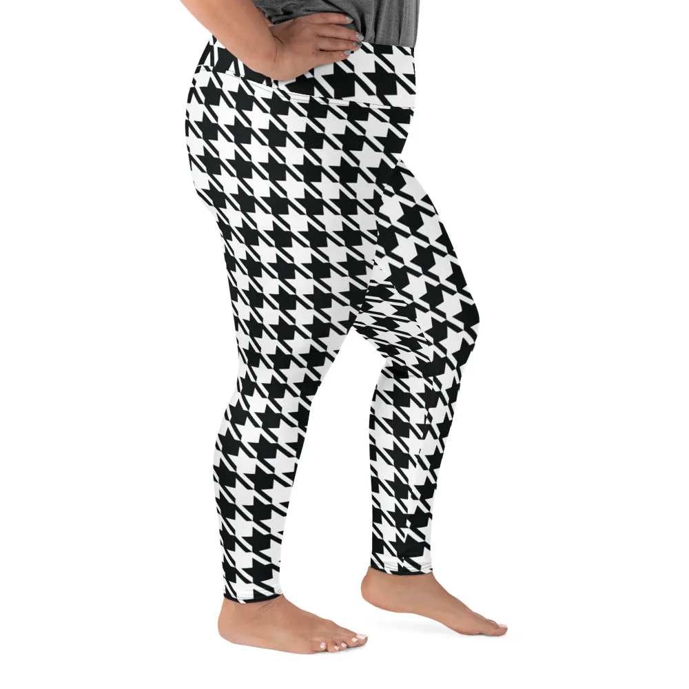 Tailored Fit: Houndstooth Workout Leggings for Plus Size Women