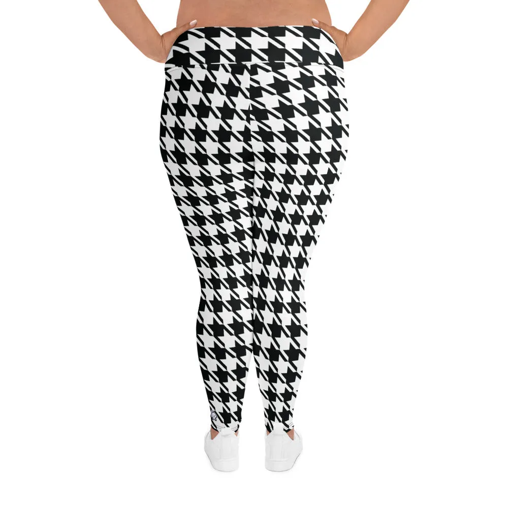 Tailored Fit: Houndstooth Workout Leggings for Plus Size Women