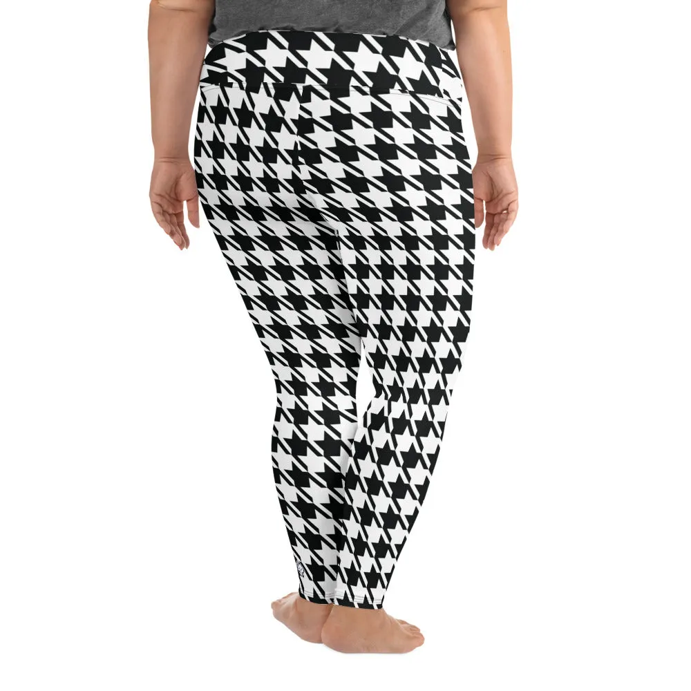 Tailored Fit: Houndstooth Workout Leggings for Plus Size Women