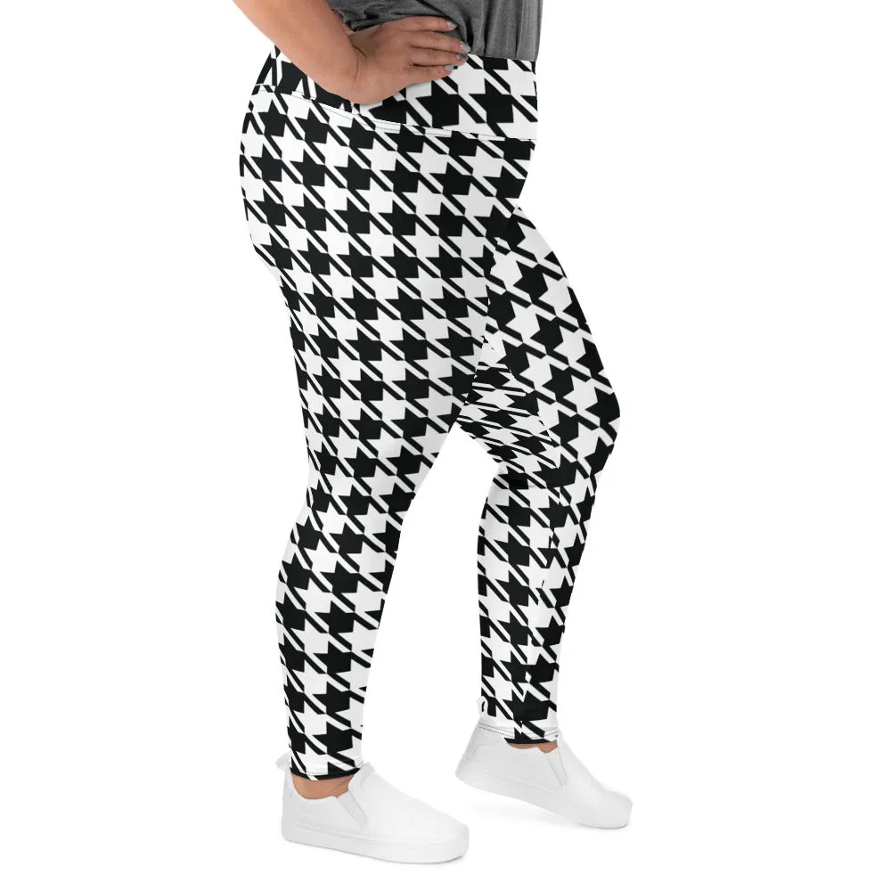 Tailored Fit: Houndstooth Workout Leggings for Plus Size Women