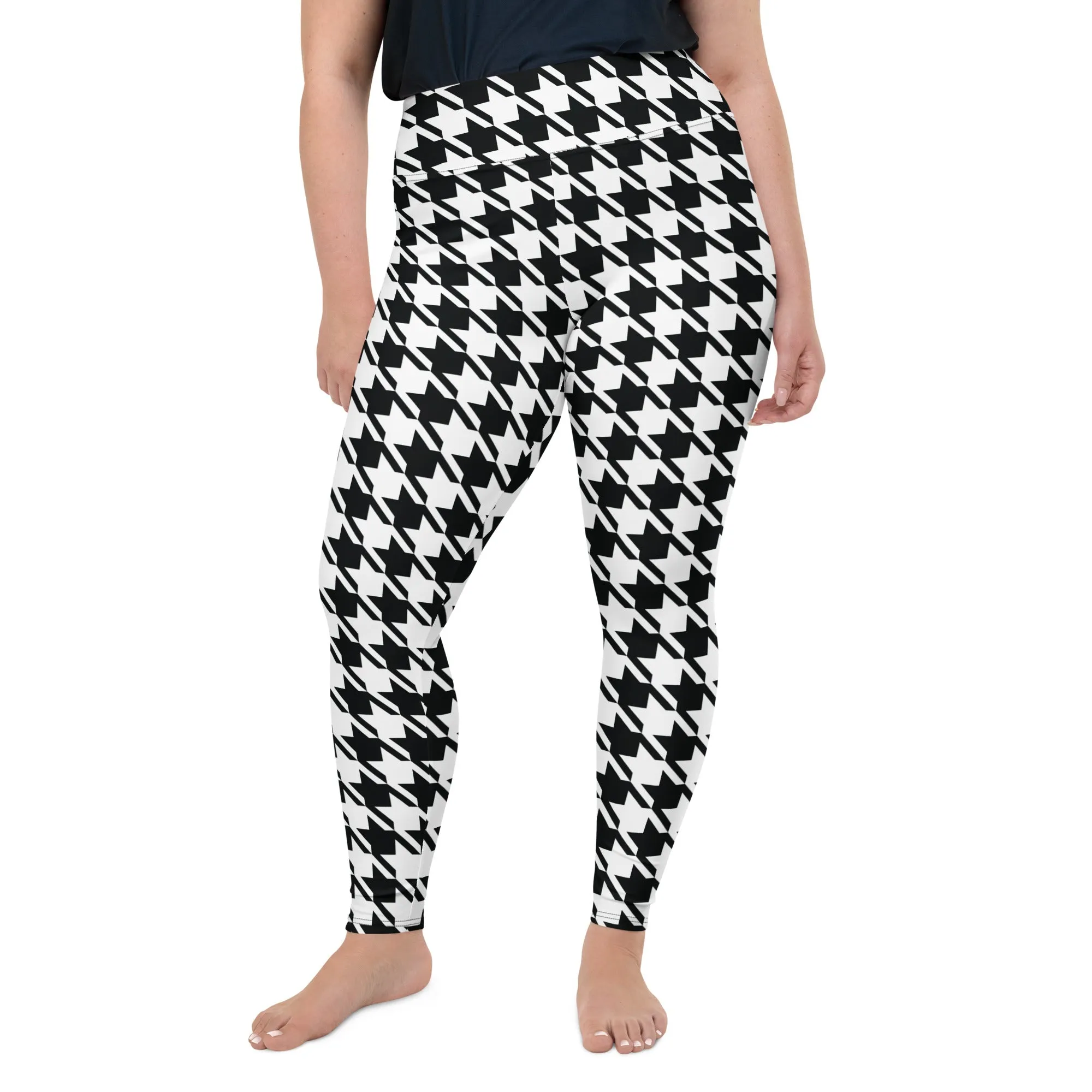 Tailored Fit: Houndstooth Workout Leggings for Plus Size Women