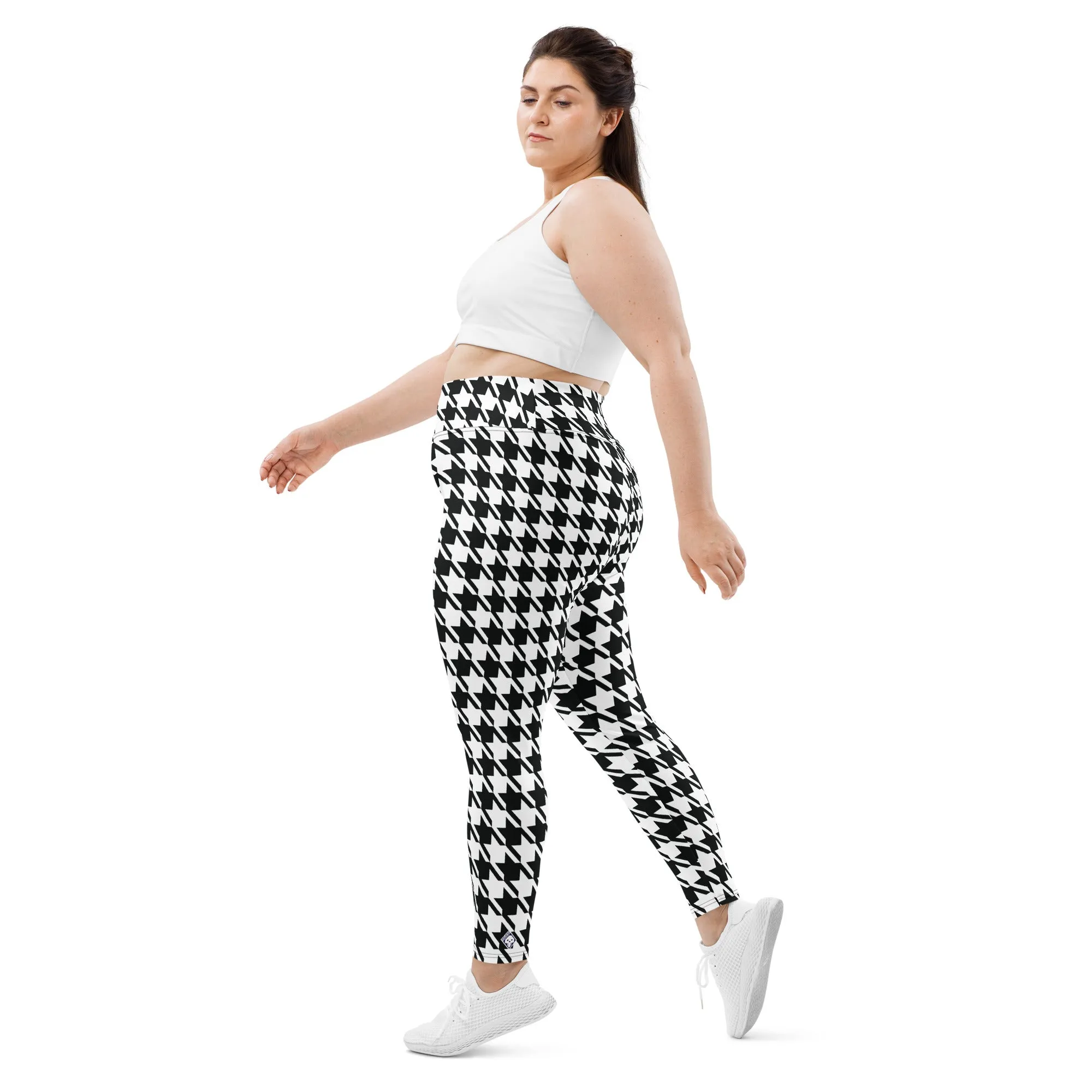 Tailored Fit: Houndstooth Workout Leggings for Plus Size Women