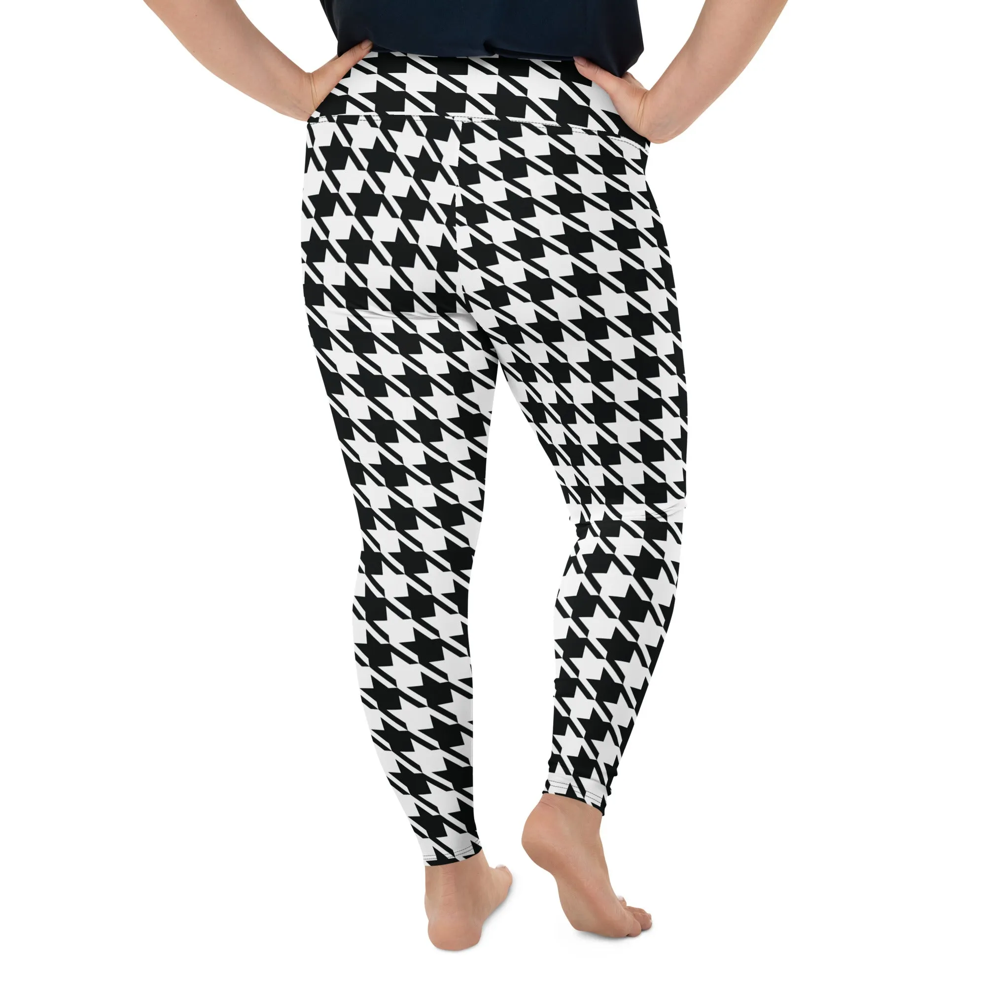 Tailored Fit: Houndstooth Workout Leggings for Plus Size Women