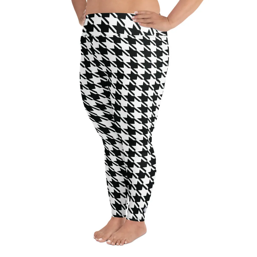 Tailored Fit: Houndstooth Workout Leggings for Plus Size Women