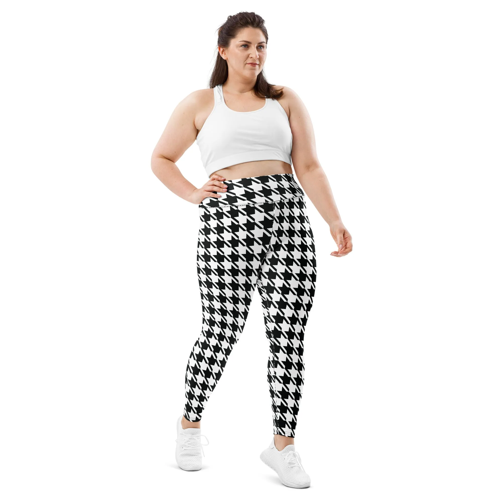 Tailored Fit: Houndstooth Workout Leggings for Plus Size Women