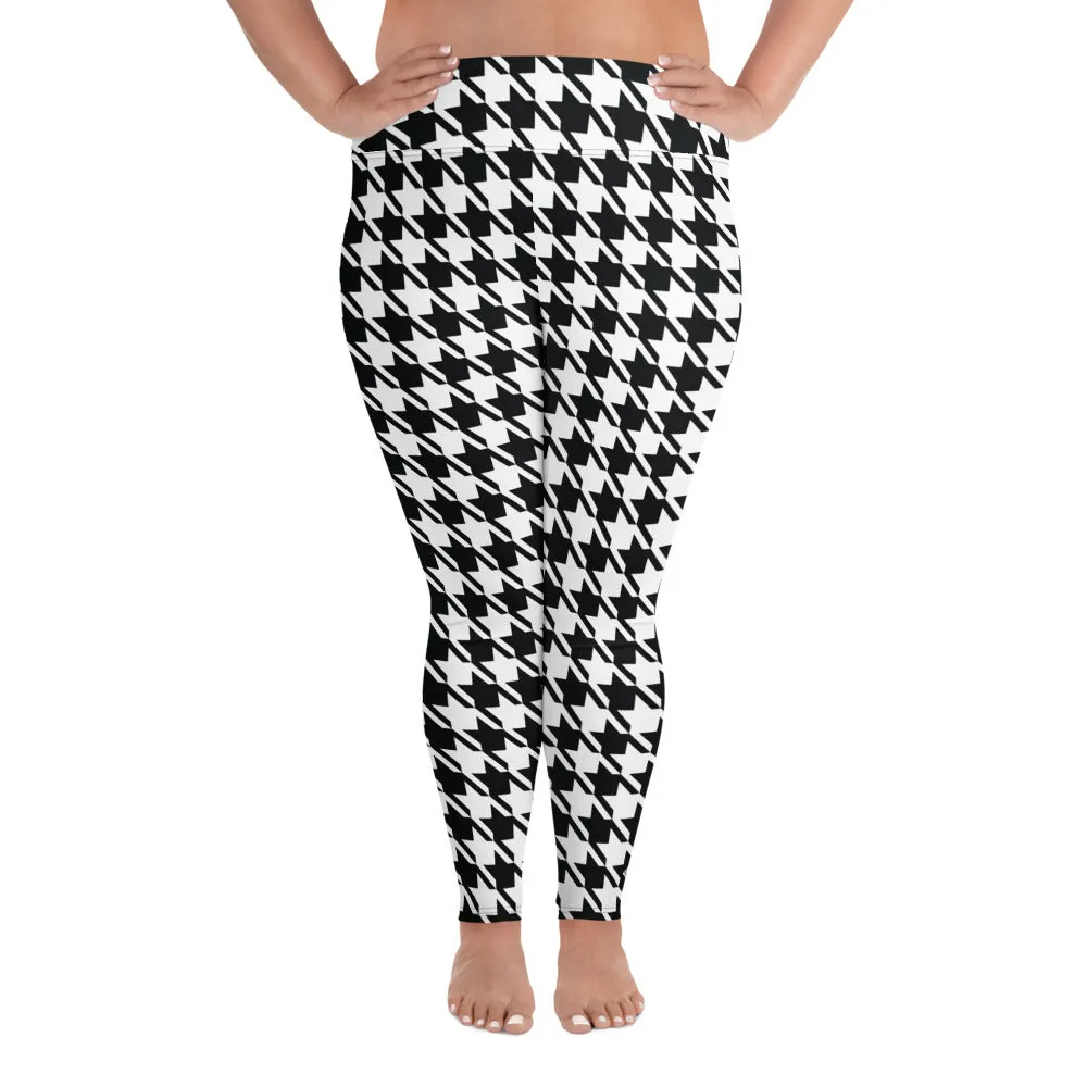 Tailored Fit: Houndstooth Workout Leggings for Plus Size Women