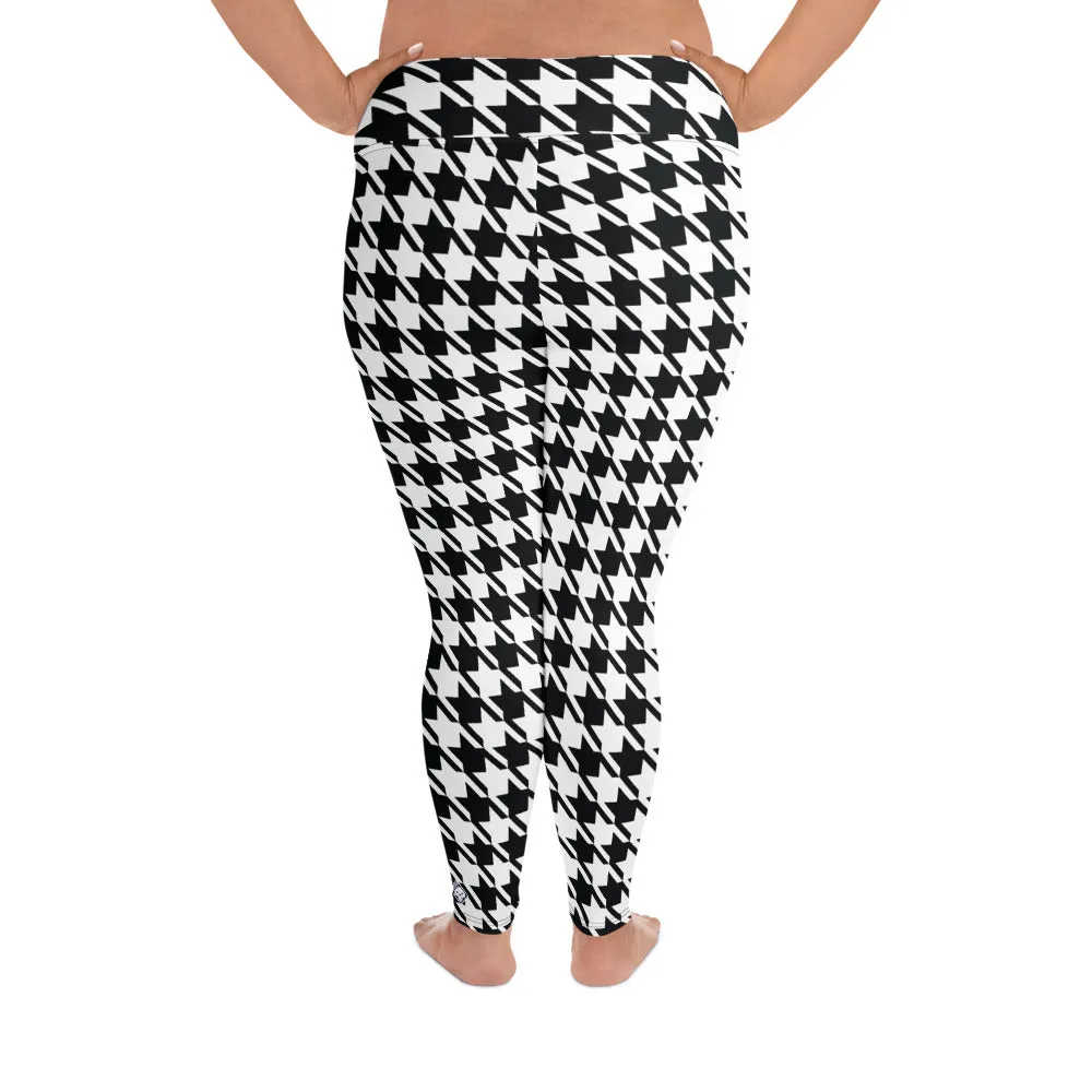 Tailored Fit: Houndstooth Workout Leggings for Plus Size Women