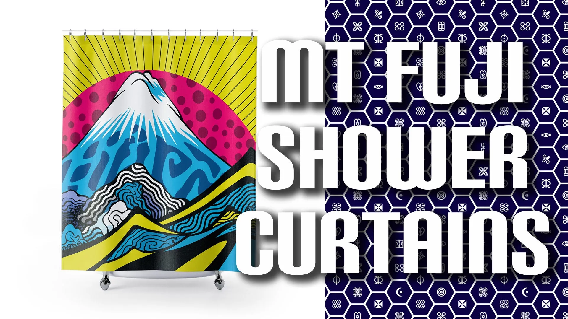 Transform Your Bathroom with Mt Fuji Pop Art Shower Curtain - Vibrant and Stylish 001