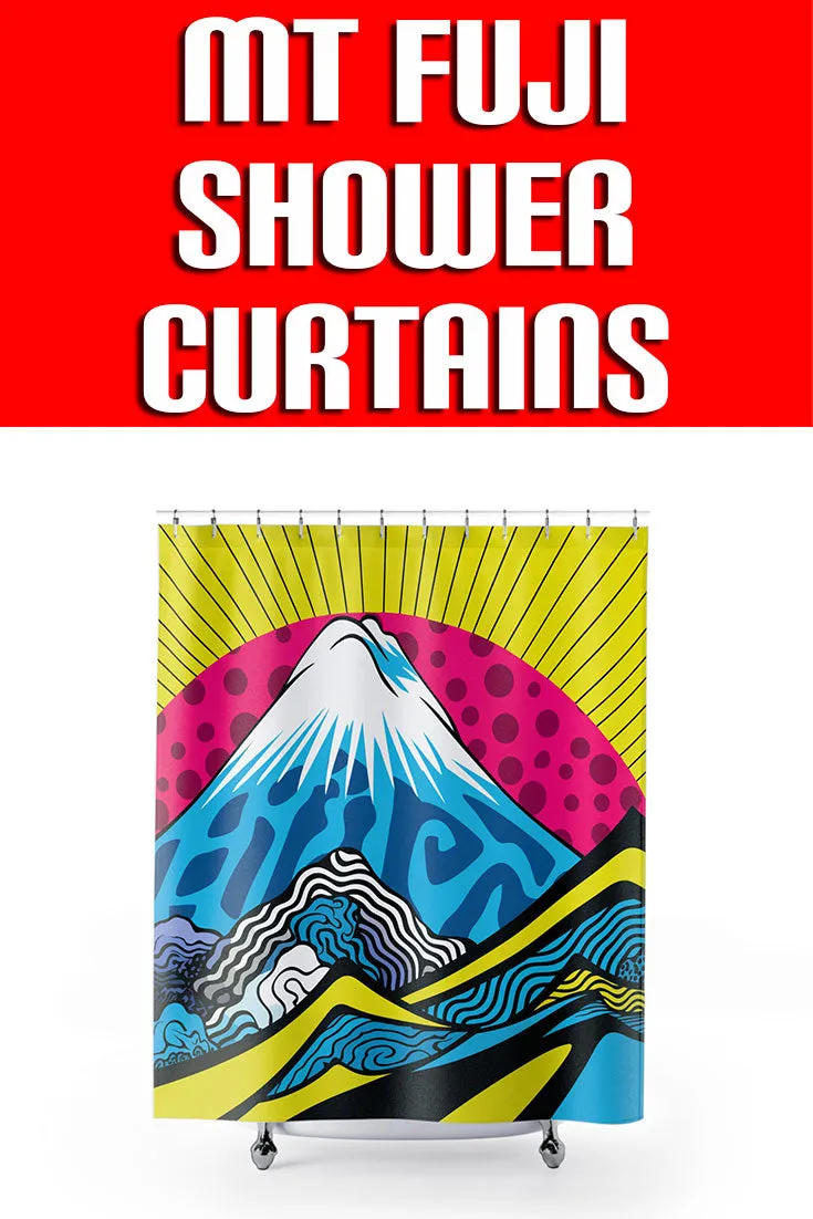 Transform Your Bathroom with Mt Fuji Pop Art Shower Curtain - Vibrant and Stylish 001