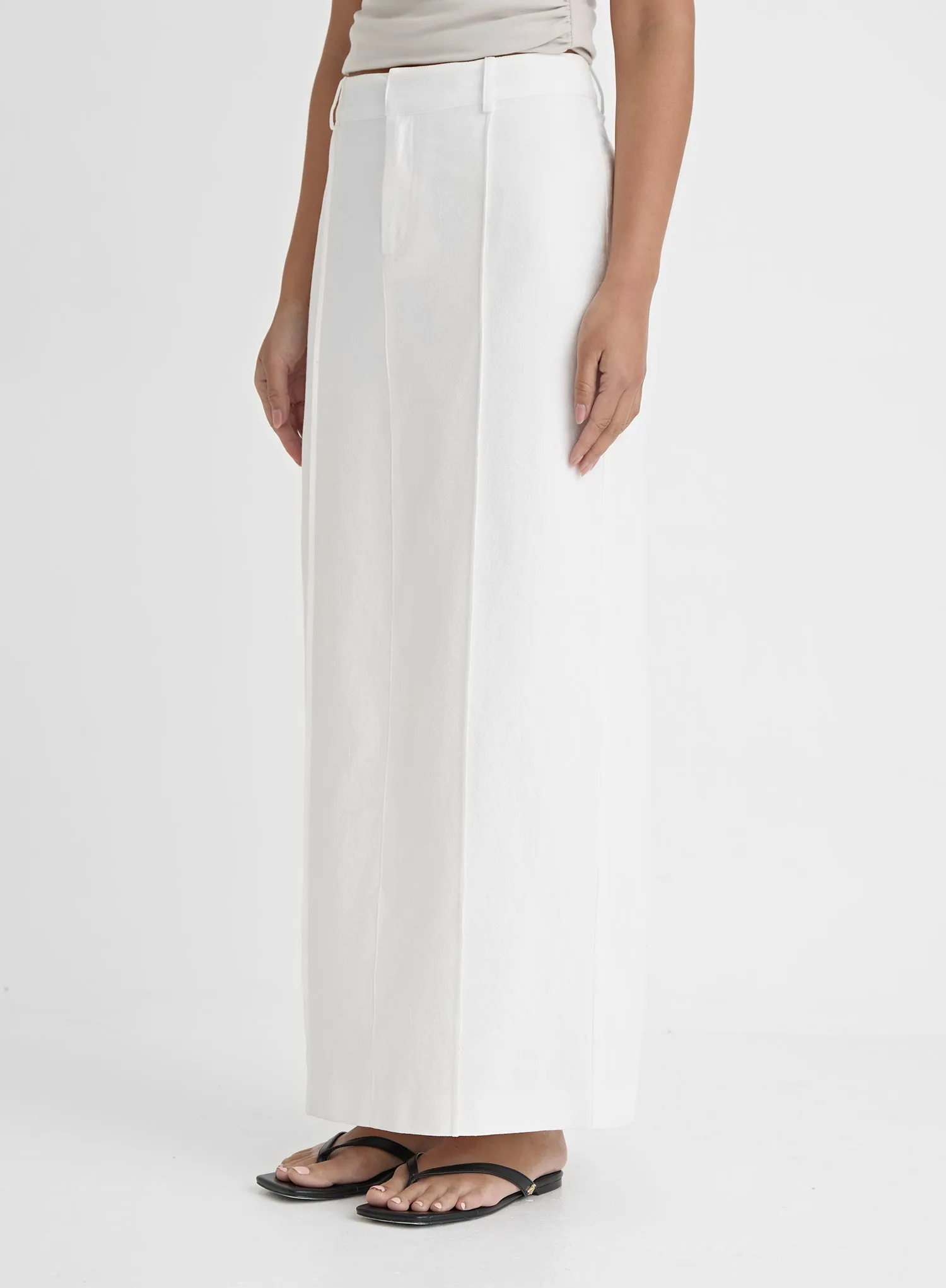 White Tailored Midaxi Skirt- Marcallo