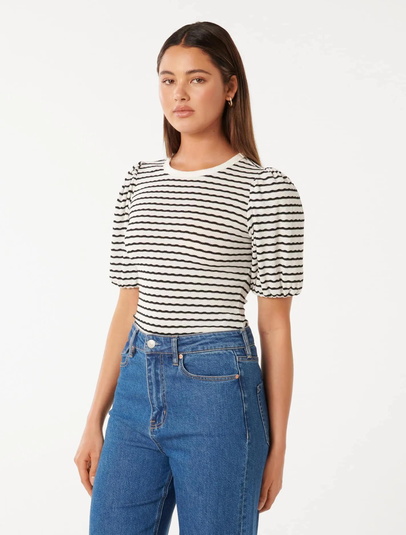 Zabrina Striped Crew Neck Top